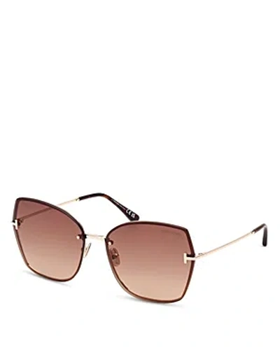 Tom Ford Nickie Rectangular Sunglasses In Logo Printed On The Lens And Inside The Temples