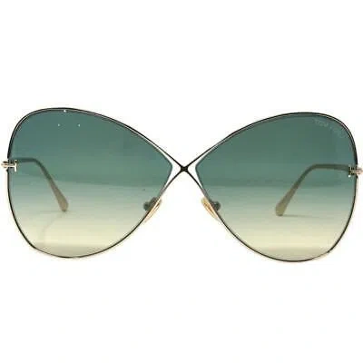 Pre-owned Tom Ford Nickie Ft0842 28p Rose Gold Sunglasses In Green