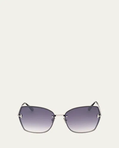 Tom Ford Nickie Metal Butterfly Sunglasses In Gray