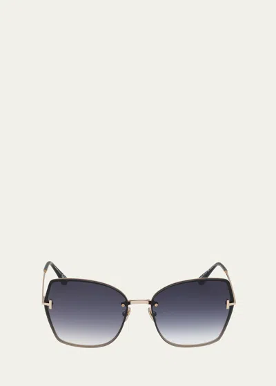 Tom Ford Nickie Metal Butterfly Sunglasses In Gold