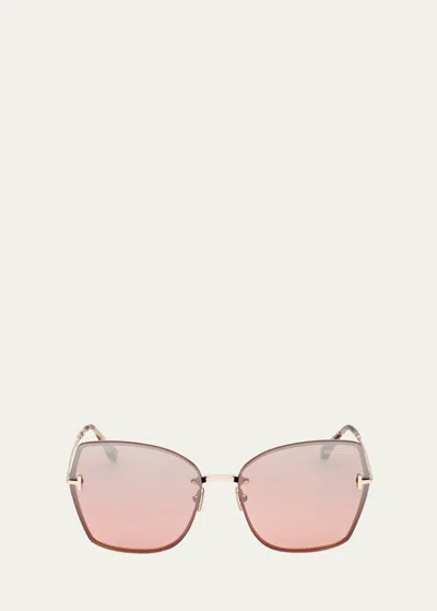 Tom Ford Nickie Metal Butterfly Sunglasses In Gold