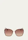Tom Ford Women's Nickie 2 Butterfly-frame Brown Gradient Gold-tone Sunglasses In Srgld/brng