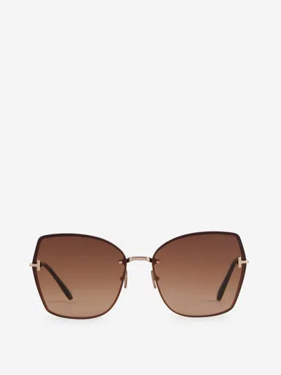 Tom Ford Nickie Rectangular Sunglasses In Nude