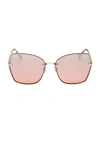 Tom Ford Nickie Metal Butterfly Sunglasses In Shiny Rose Gold & Rose Havana