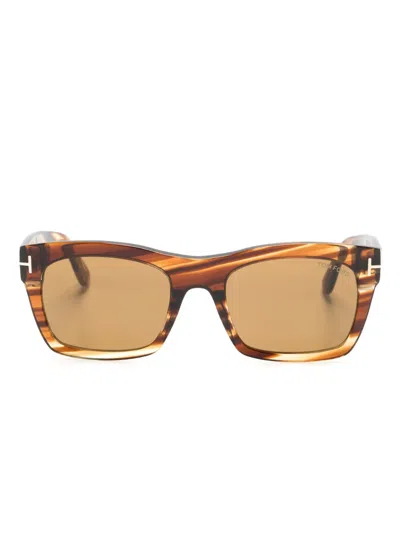 Tom Ford Nico Square-frame Tinted Sunglasses In Brown
