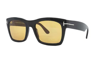 Pre-owned Tom Ford Nico Square Sunglasses Black/brown (ft1062-01e-56)