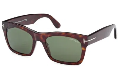 Pre-owned Tom Ford Nico Square Sunglasses Havana/green (ft1062-52n-56)