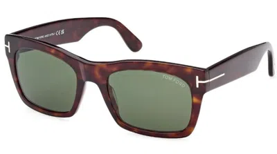 Pre-owned Tom Ford Nico Square Sunglasses56) In Havana/green (ft1062/52n