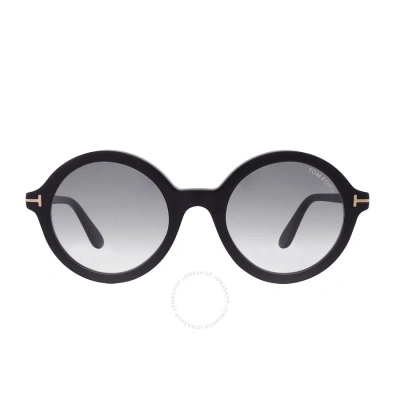 Tom Ford Nicolette Smoke Round Ladies Sunglasses Ft0602 001 52 In Black