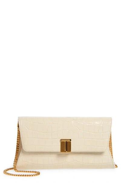 Tom Ford Nobile Croc Embossed Patent Leather Clutch In Ivory