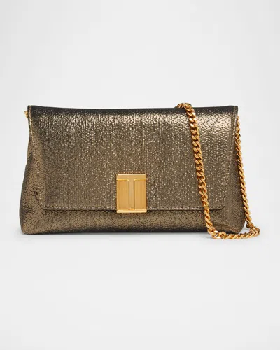 TOM FORD NOBILE MINI CLUTCH BAG IN LAMINATED FABRIC