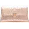 TOM FORD TOM FORD NOBILE PYTHON EMBOSSED METALLIC LEATHER CLUTCH