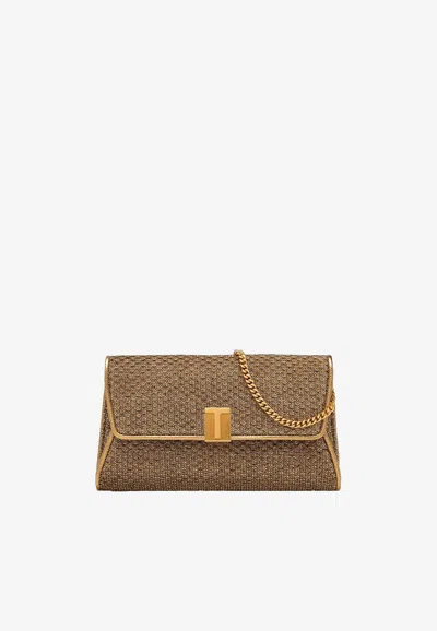 Tom Ford Nobile Textured Fabric Clutch In Gold