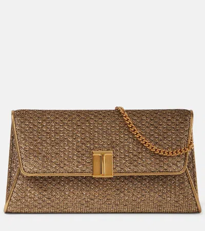 Tom Ford Noble Metallic Clutch In Brown