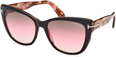 Pre-owned Tom Ford Nora Ft0937 05f Shiny Black /pink Havana / Grad. Brown Pink 71mm In Gray