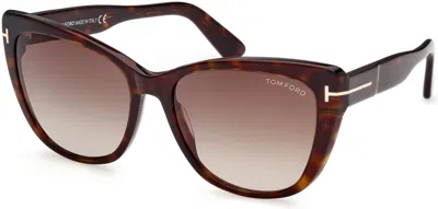 Pre-owned Tom Ford Nora Ft0937 52k Shiny Classic Dark Havana / Gradient Roviex 71mm In Brown