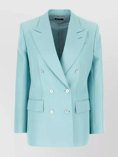 Tom Ford Notch Lapel Back Vent Pockets Jacket In Green