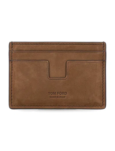 Tom Ford Nubuck Card Holder In Brown