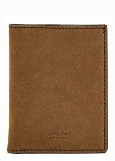 Tom Ford Brown Card Holder With Logo Lettering On The Front In Leather Man