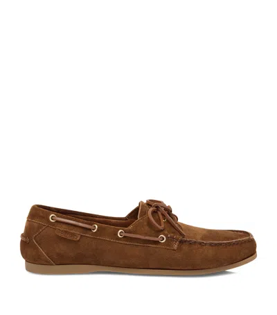 Tom Ford Nubuck Leather Boat Shoes In Beige