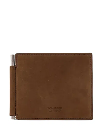 Tom Ford Nubuck Wallet In Brown