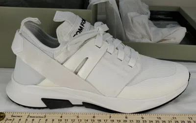 Pre-owned Tom Ford Nwb Men's  Tonal White J1100t Jago Designer Fashion Sneakers Us 7 - 13
