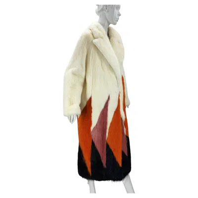 Pre-owned Tom Ford Nwt  Fw 2016 Collection Mink Fur Coat White Orange Pink Black M Oversize