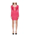 Tom Ford Ring Cutout Long-sleeve Shiny Viscose Dress In Red