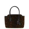 Tom Ford Structured Animal Print Handbag With Top Handles In Brown