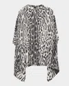 Tom Ford Ocelot-print Cotton-silk Mini Kaftan Dress In Multi