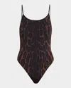 Tom Ford Ocelot-print Jersey Backless One-piece Swimsuit In Brown