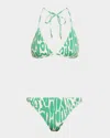 Tom Ford Ocelot Print Jersey Triangle Bikini In Green