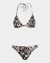 Tom Ford Ocelot Print Jersey Triangle Bikini In Gray