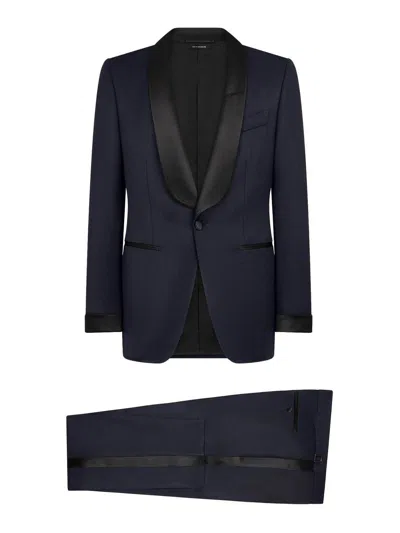 Tom Ford Shawl-collar Suit In Blue