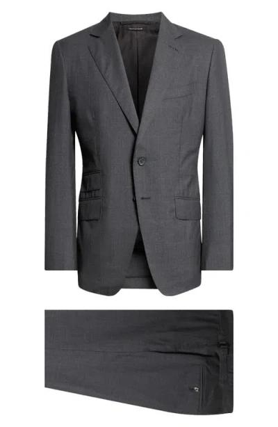 Tom Ford O'connor Wool Plain Weave Suit In Gray