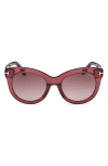 Tom Ford Odette 53mm Butterfly Sunglasses In Wine/t Logo/burgundy
