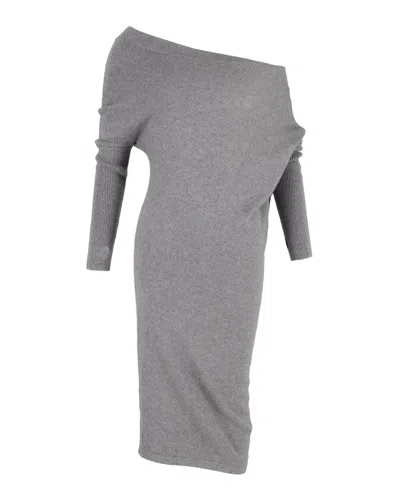 Tom Ford Off-shoulder Dress In Grey Cashmere