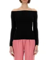 Tom Ford Long Sleeved Off The Shoulder Knitted Top In Black