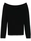 Tom Ford Long Sleeved Off The Shoulder Knitted Top In Black