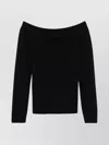 Tom Ford Long Sleeved Off The Shoulder Knitted Top In Black