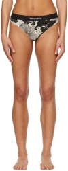Tom Ford Off-white & Black Floral Thong In Xecbl Ecru/black