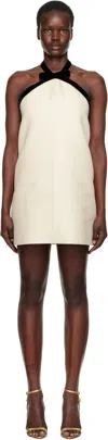 Tom Ford Off-white Bow Detail Minidress In Aw013 Ecru