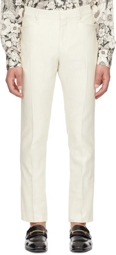 Tom Ford Off-white Creased Trousers In Ivory