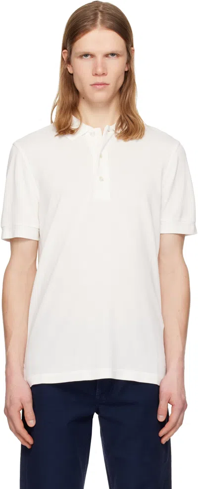 Tom Ford Off-white Piquet Polo In Gray