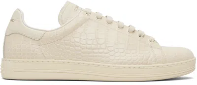 Tom Ford Off-white Printed Alligator Warwick Sneakers In Multi