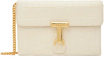 Tom Ford Off-white Shiny Stamped Crocodile Monarch Mini Bag In 1w007 Ivory