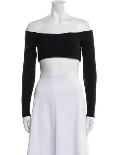 Pre-owned Tom Ford Off-the-shoulder Long Sleeve Crop Top In Black