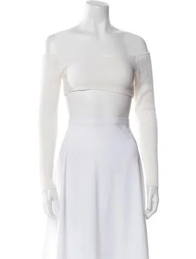 Pre-owned Tom Ford Off-the-shoulder Long Sleeve Crop Top In Neutral
