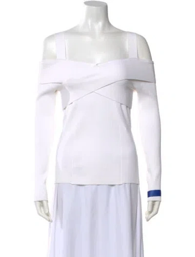 Pre-owned Tom Ford Off-the-shoulder Long Sleeve Top In White
