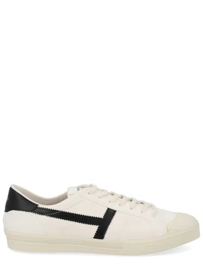Tom Ford Off-white Jarvis Zigzag Stripe Leather Sneakers
